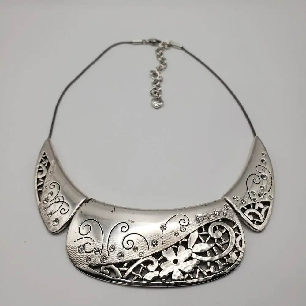 Brighton Flower Collar Statement Crystal Retired Pendant Necklace - Picture 2 of 9